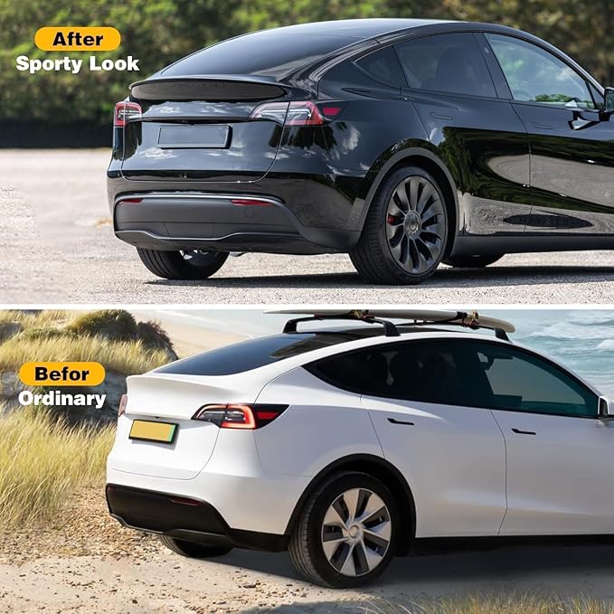 Spoiler Compatible with Model Y 2020-2024 ABS Material Rear Spoiler Wing Rear Trunk Lip Matte Car-Bon Fiber