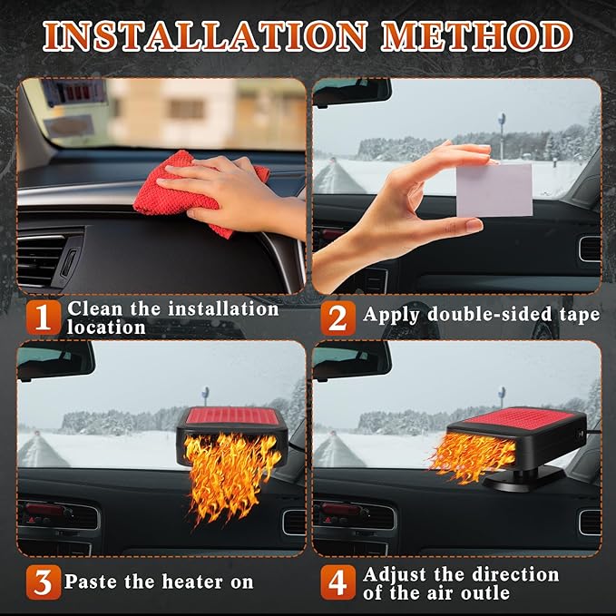 Gisafai 2 Pcs Portable Car Heater 12v 200w for Vehicle That Plugs into Cigarette Lighter 2 in 1 Heating Cooling Auto Windscreen Fan 360° Rotation Windshield Defogger Car Window Defroster(Red)
