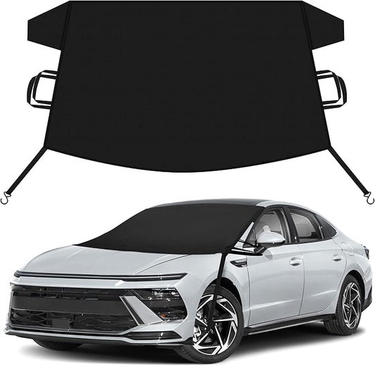 EcoNour Car Snow Cover Compatible for Hyundai Sonata | Windshield Cover for Ice and Snow with S-Hook Straps | Heavy-Duty 600D Oxford Winter Car Cover, Waterproof & Anti-Slip