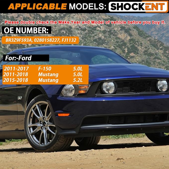 0280158227 Upgraded 4-Hole Fuel Injectors Compatible with Ford F-150 5.0L 2011–2017 & Mustang 5.0L/5.2L 2011–2018 | Replaces BR3Z-9F593-A, FJ1132 | 8PCS High-Performance Fuel injectors