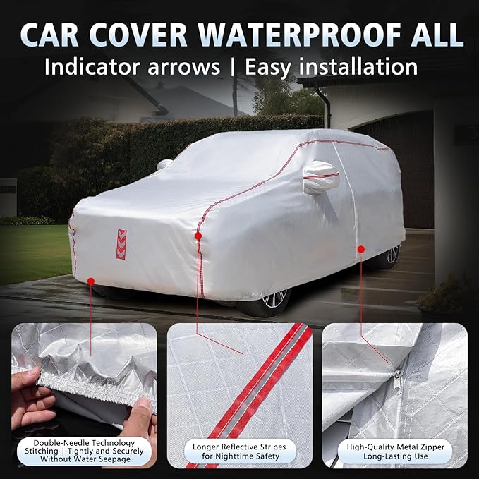SUV Car Cover, 30 S Quick Install Underbody Wrap-Around Mount Car Cover Waterproof All Weather, for SUV up to 181 in Car Covers