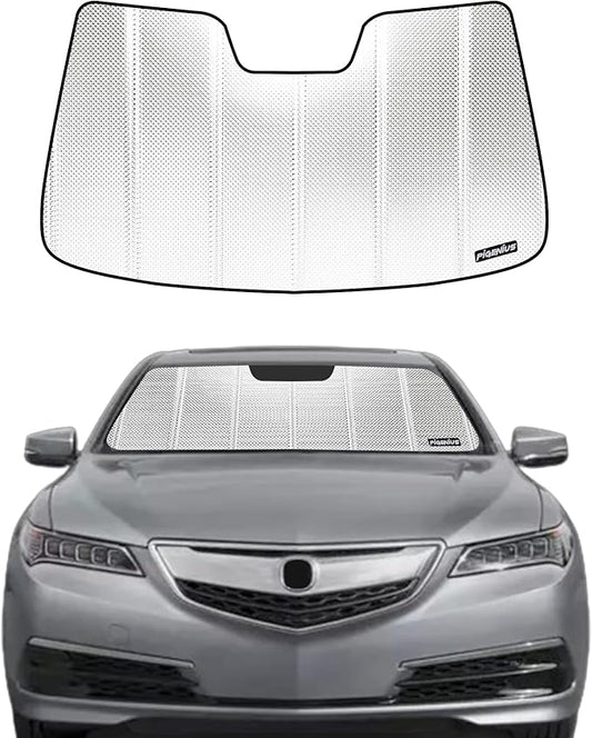 Windshield Sun Shade for Acura TLX 2015-2020 with Rearview Mirror Mounted Camera. Reflective Aluminum Film Front Window Sunshade - BLAZBLOCK