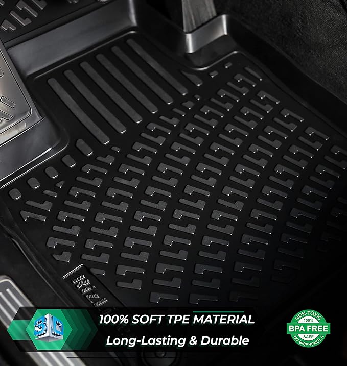 Tesla Model S 2015-2019 Floor Mats 3D Custom Fit Compatible with Tesla Model S Car Mats Laser Measured 1st & 2nd Row Floor Liners All Weather Odorless Non-Slip TPE (Front & Rear,Black)