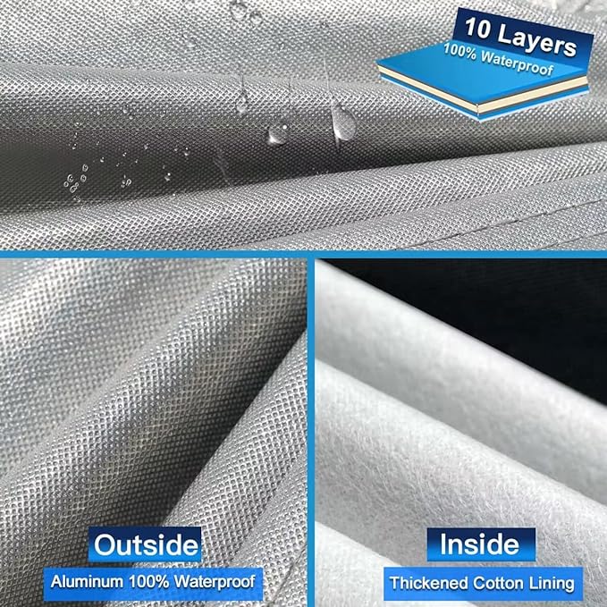 10 Layer Car Cover Waterproof All Weather for Coupe,100% Waterproof Outdoor Car Covers Custom Fit for Mazda Miata MX5 MX-5, Toyota Mr2, Pontiac Solstice, Kia Rio,etc Silver