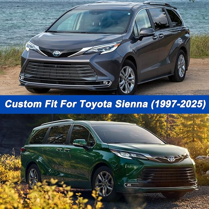 Waterproof Minivan Car Cover for Toyota Sienna 1997-2025, All Weather Full Outdoor Cover with Zipper Door Cotton Lining Sun Rain Snow Dust Protection
