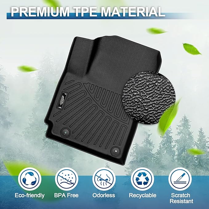 Peleus Floor Mats for KIA Soul 2020-2025 (Fits Upper Floor of The Trunk,Without Subwoofer),TPE All Weather Protection 2 Rows Car Floor Liners with Cargo Liner KIA Soul Trunk Mat+Floor Mats