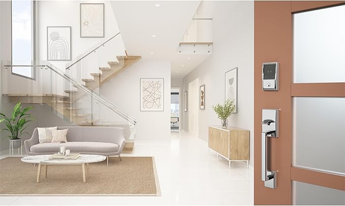 Schlage BE499WB CEN 625 Encode Plus WiFi Deadbolt Smart Lock, Keyless Entry Touchscreen Door Lock with Century Trim, Bright Chrome