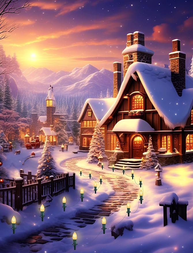 25 Pack C7 Clear LED Light Bulbs, E12 Candelabra Base Christmas Replacement Bulbs, 0.6W Shatterproof Warm White Bulbs for Outdoor Christmas String Lights, Window Candles, Chandelier, Night Light Decor