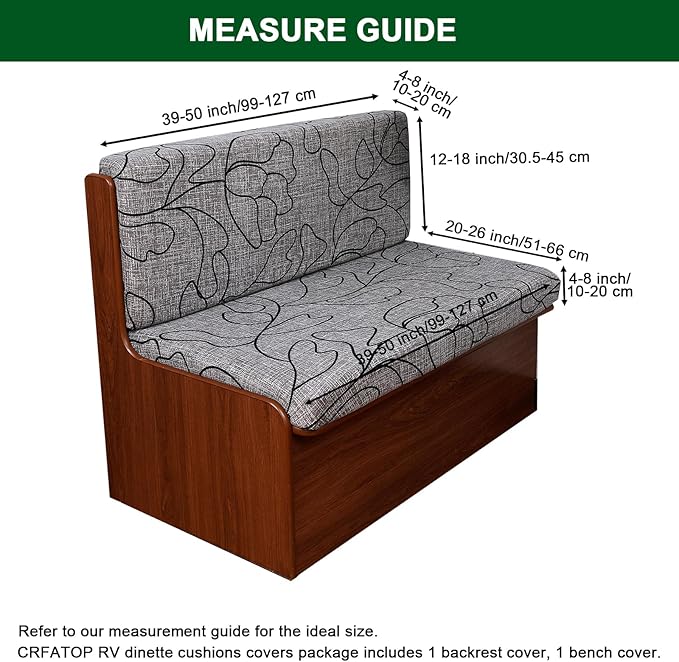 CRFATOP 2 Sets RV Dinette Cushion Covers Printed Camper Cushion Slipcover Stretch 2 Seat Sofa Chair Cover Furniture Protector for RV Camper Car Bench 2 Backrest Covers & 2 Bench Covers,18