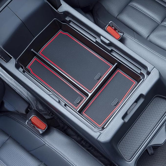 PIMCAR Center Console Organizer for 2023 2024 2025 2026 Honda CR-V LX/EX/EXL/Sport/Sport-L/Sport Touring Hybrid ABS Plastic Material Armrest Box Insert Tray Accessories-Red Trim