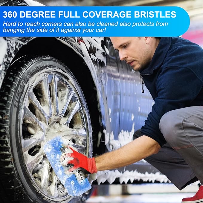 Vesici Car Wash Brush Head with Soft Detailing Bristle Flow Thru Car Cleaning Brush Exterior Car Wash Equipment for Auto Truck RV Boat Camper Washing, 10 Inch(Blue,4 Pcs)