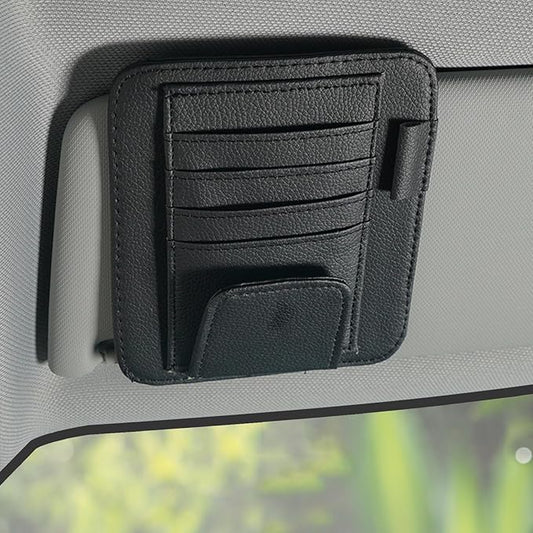 2PCS Auto Car Sun Visor Organizer, Multi-Function Car Visor Organizer, Suitable for Storing Sunglasses, Cards, Pens, Driver's License, Suitable for Most Vehicles (Black)