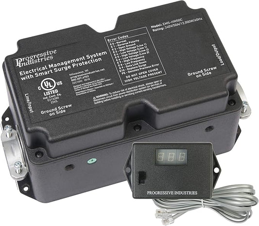 Progressive Industries EMS-HW50C Heavy Duty RV Surge Protector, Black, 50 Amp