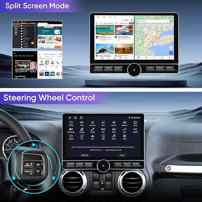 Car Stereo Radio Replacement Upgrade for Jeep Wrangler JK 2007-2018 Dodge Ram 1500 2500 2009-2012 Compass Grand Cherokee Wireless CarPlay Android Auto GPS Navigation Touchscreen Head Unit (6G+128G)