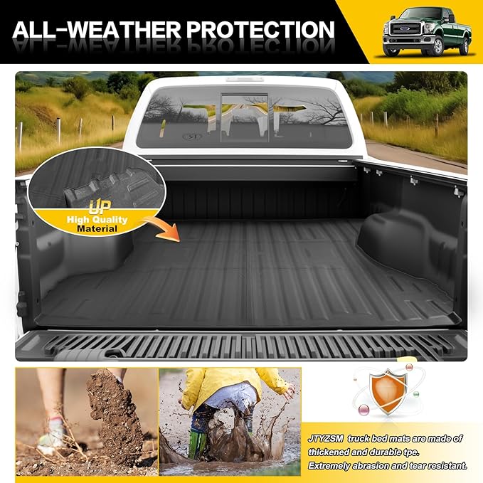 Truck Bed Mat for 1996-2016 Ford Super Duty F250/F350/F450 6.8FT Bed Liner All Weather Protection Bed Cargo Mat Pickup Car Accessories(for 96-16 F-250/F-350/F-450 6.8FT)