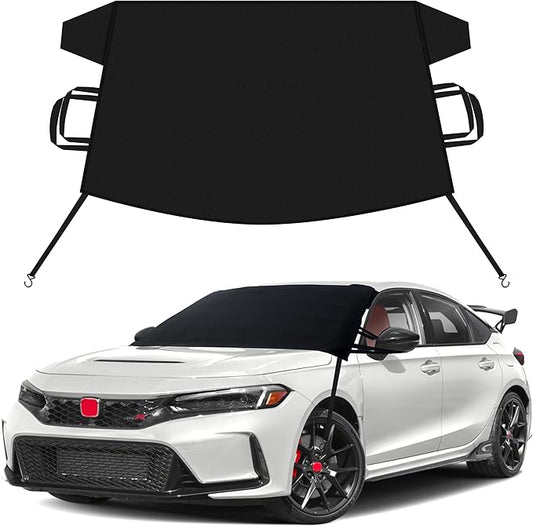 EcoNour Snow Cover for Honda Civic | Premium Windshield Cover for Ice and Snow | Heavy-Duty 600D Oxford Fabric with S-Hook Elastic Straps | Waterproof & Sag-Proof