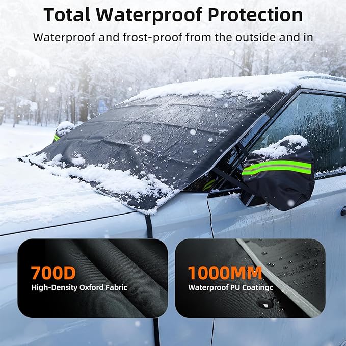 [2025 Upgraded Windshield Cover for Ice and Snow [Full Coverage Winter Protection]-Heavy Duty Car Snow Cover, Against Snow, Ice, Frost and Water, Suitable for Cars, SUVs, and Trucks-Large