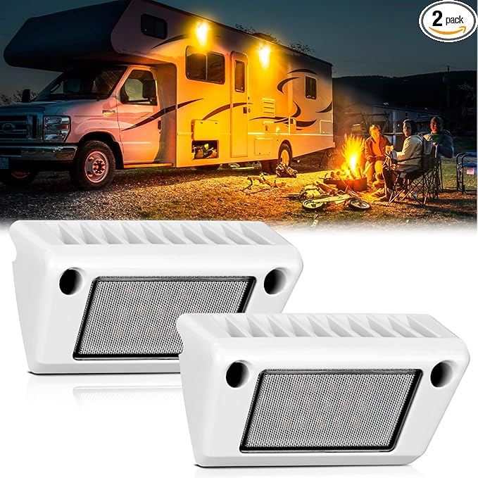 Nilight RV Exterior Light 2PCS 5 Inch Porch Lights Amber Beam 12V 24V LED Scene Cargo Lighting White Aluminum Housing for RVs Trailers Travel Campers 5th Wheels Motorhome SUV Truck