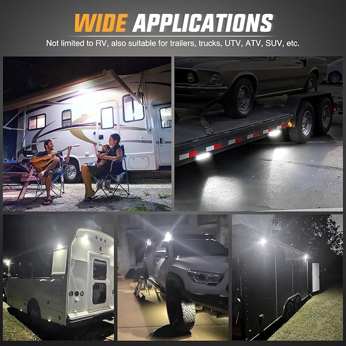 Nilight RV Exterior Light 2PCS 9 Inch Porch Lights Flood Beam 12V 24V LED Scene Cargo Lighting White Aluminum Housing for RVs Trailers Travel Campers 5th Wheels Motorhome SUV Truck