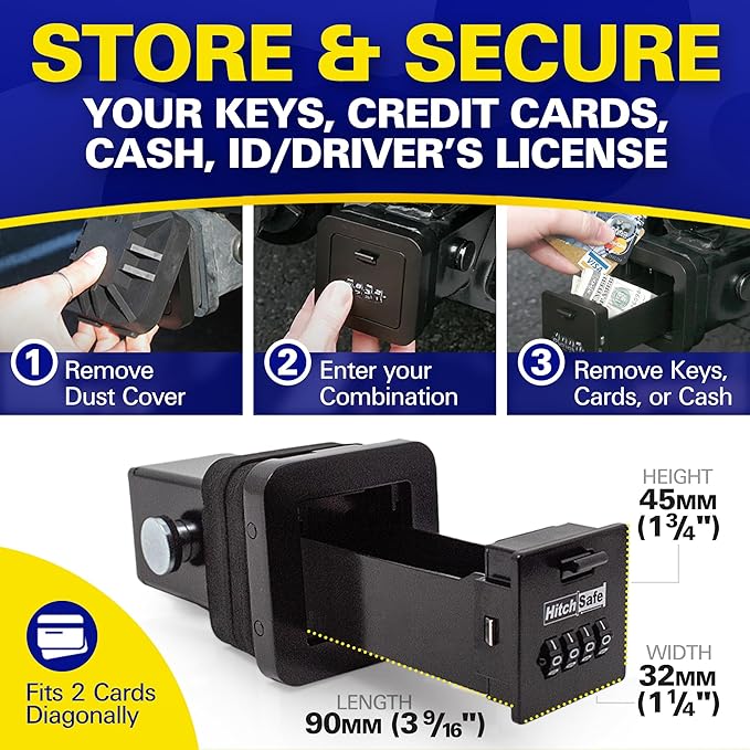 HS7000 Key Vault | Hidden Trailer Hitch Safe for Secure Key Storage | CarShare Turo | Weather Resistant and Durable with 4-Digit Combination Lock for Cars, Trucks, and SUVs