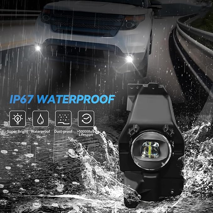 LED Fog Lights Assembly Compatible with 2013 2014 2015 Ford Explorer, Front Driving Fog Lamps Clear Lens Replacement Kit, DOT Certified - 1 Pair