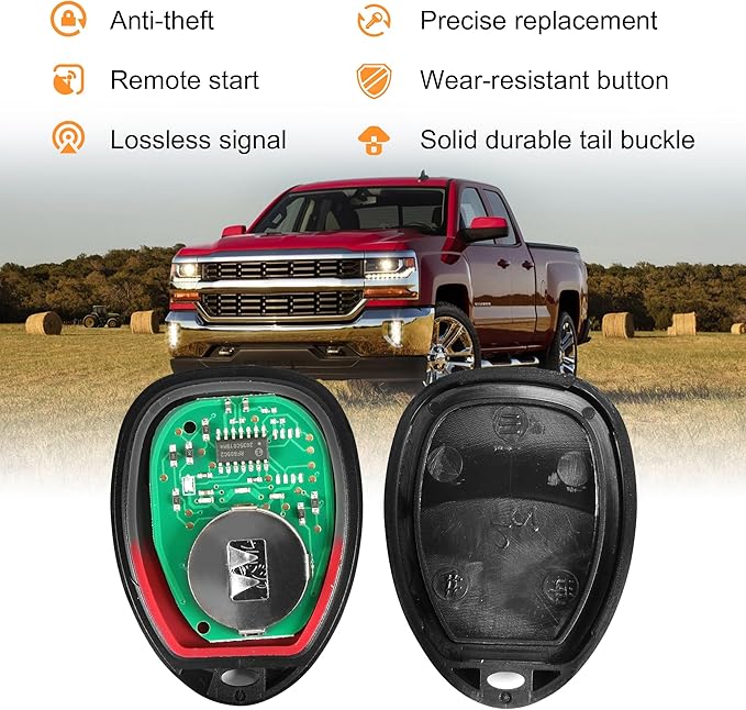 VOFONO Key Fob Replacement Suitable for Chevy Silverado Tahoe Suburban Avalanche Equinox Express Traverse GMC Acadia Yukon Sierra Savana 2007-2016 Keyless Entry Remote Control OUC60270 OUC60221