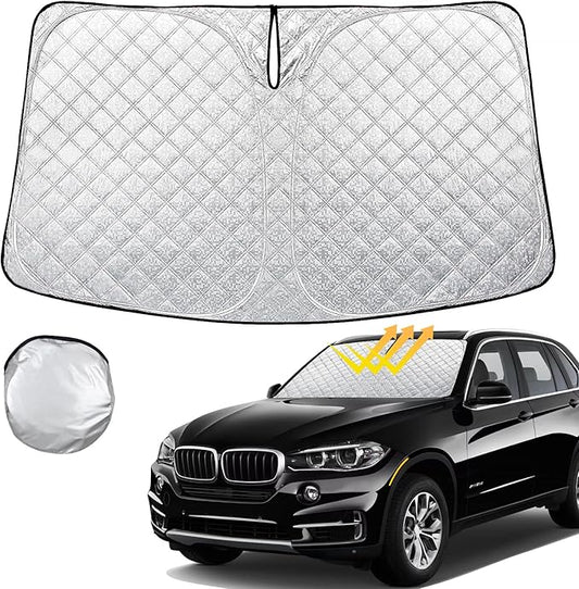 Windshield Sun Shade for BMW X5 2014 2015 2016 2017 2018 Thicken 4-Layer Foldable Front Window Sunshade Cover Sun Visor Protector Block UV Rays