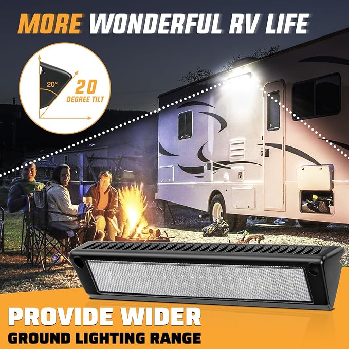 Nilight RV Exterior Lights 13 Inch Porch Light 1PC White Beam 12V 24V LED Scene Cargo Lighting Black Aluminum Housing for RVs Trailers Travel Campers 5th Wheels Motorhome SUV Truck