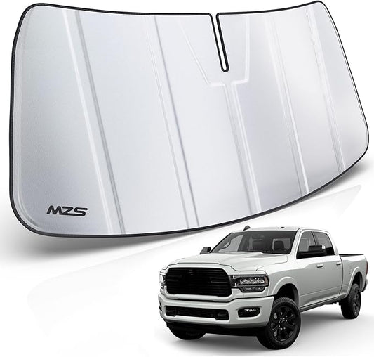 MZS Windshield Sun Shade Compatible with Ram 2500 3500 4500 5500 2019-2025 with 10 inch Wide Sensor, Foldable Truck Sun Shade Shield Accessories, Front Window Visor Sunshade for Interior Protector