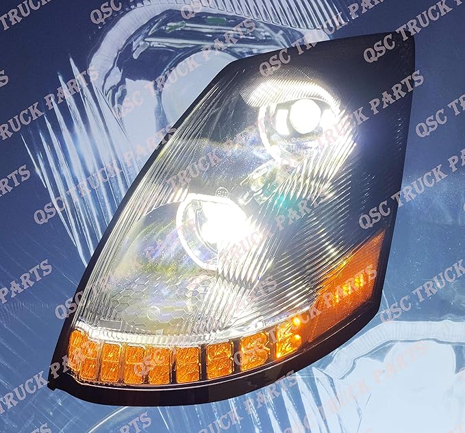 QSC Truck Parts Full LED Performance Headlights Pair Sequential Turn Signals Compatible with Volvo VNL 04-17