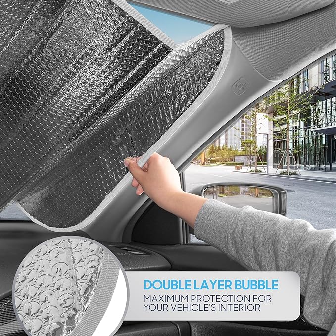 BDK Lavender Shine Car Windshield Sun Shade Accordion Folding Sunshade for Windshield Blocks UV Rays Sun Visor for Car Front Window Protector - Easy Setup Keeps Your Vehicle Cool - 58 x 27 inches