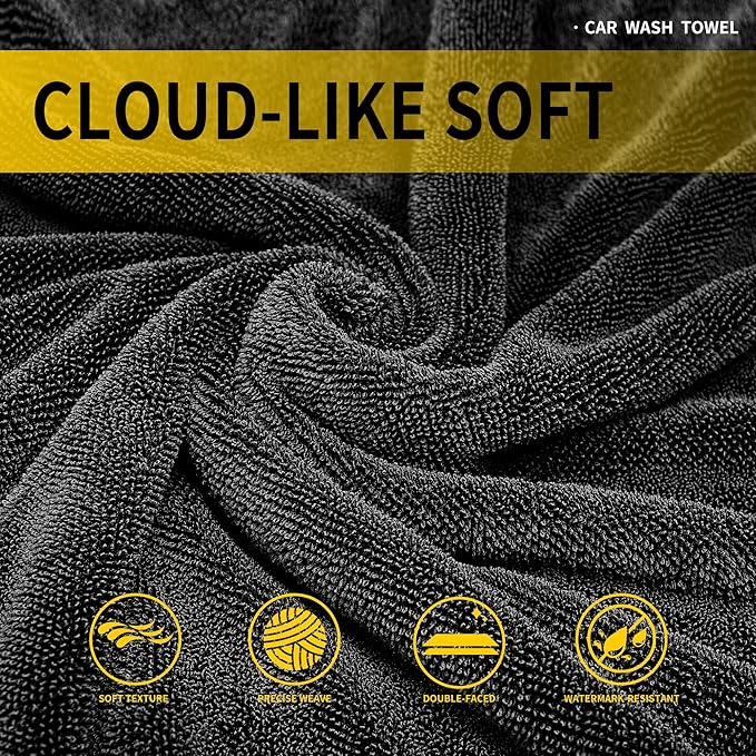 2 Pack Car Drying Towels (48”x24”),Extra Large Double-Twist Pile Drying Towels Car Detailing for Car Care Wash,Car Super Cleaning Supplies Accessories kit,Ultra Absorbency