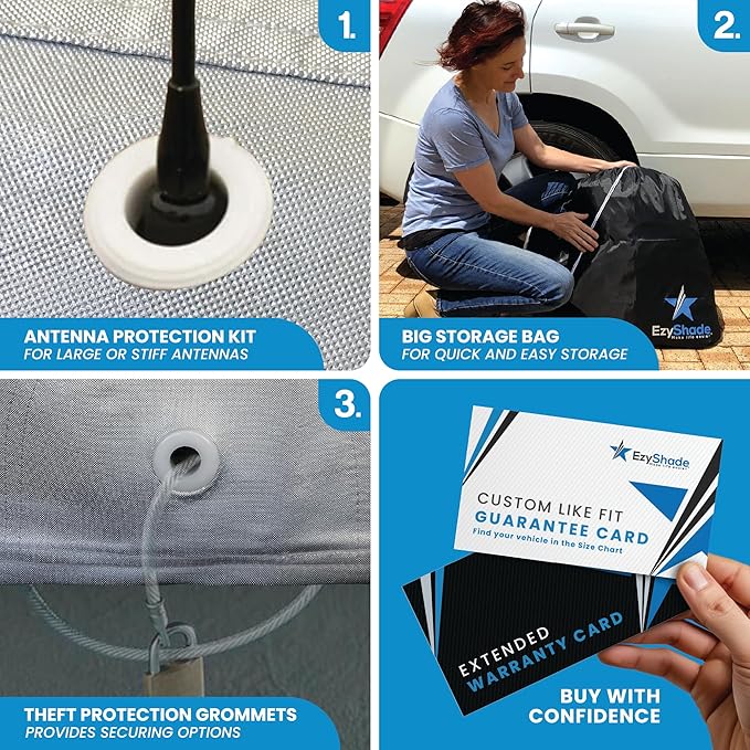 EzyShade 10-Layer Truck Cover Waterproof All Weather. See Vehicle Size-Chart for Accurate Fit. Full Outdoor Pickup Truck Covers Chevy Silverado F250 F350 RAM. Sun Wind Rain. Size T6 (See SizeChart)