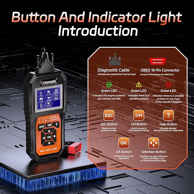 KONNWEI OBD2 Scanner Fit for BMW Mini, Battery Registration & Reset Tool for BMW Mini, Car Scanner Diagnostic Tool, Code Reader & Clear, Full Vehicle System Scan, ABS、SRS、EPB、Oil Reset etc.