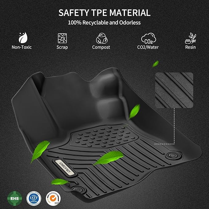 OEDRO Floor Mats Fits for Ford F250/F350/F450 2025-2017 Super Duty Crew Cab w/Under Seat Storage, TPE All Weather Custom Fit F-250/F-350 Car Accessories 1st&2nd Bucket Seats