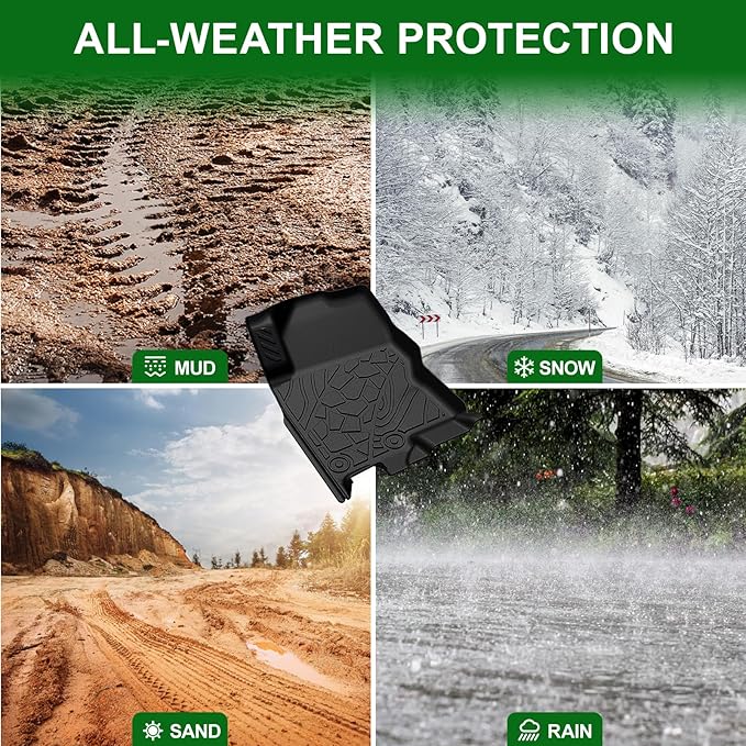 Floor Mats Fit for Nissan Frontier 2022-2025 2026 Crew Cab with 2nd Row Under-Seat Storage(Not for 2nd with Under Seat Speaker), TPE All Weather Protection Car Liners & 4 Door Sill Guards Accessories