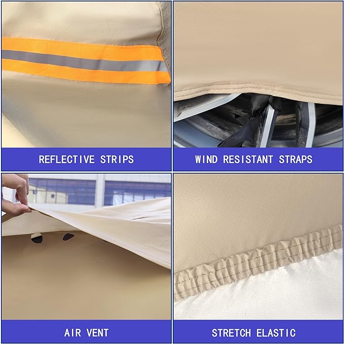 Heavy Duty Outdoor Car Cover Compatible with Chevrolet Tahoe,Windproof All Weather Waterproof Sun Rain UV Dust Snow Protection Outdoor Car Covers