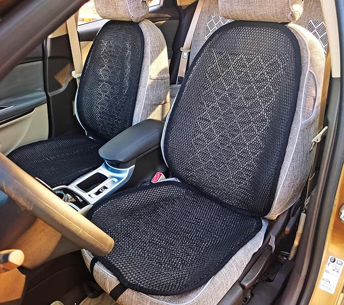 Summer Cool 3D Air Mesh Breathable Car Seat Cushion Pad Universal Auto Cushion Cover Set Interior Accessories (Black, 2 Pack seat pad +2 Pack Back Cushion)