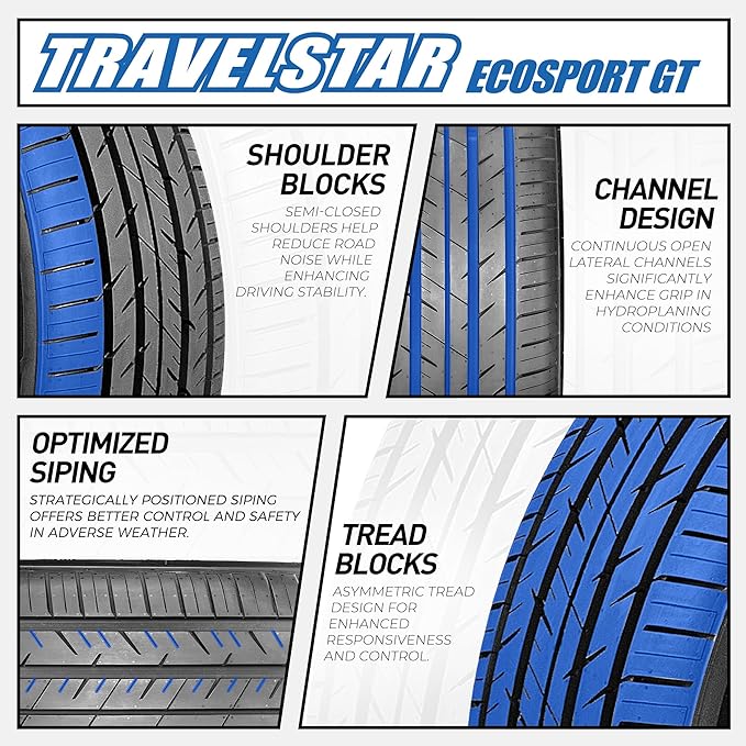 Set of 4 (Four) Travelstar Ecosport GT Ultra High-Performance 305/40R22 All Season Passenger Tire Set 305/40/22 305/40R22 XL 114V Dual Tread Design for Sports Cars & Luxury Sedans[TIRE ONLY]