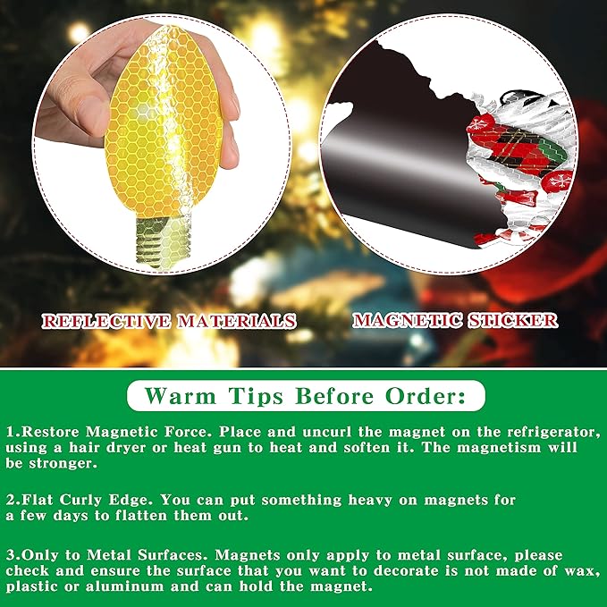 BORAMDO Christmas Reflective Car Magnets Set 30Pcs, Christmas Gnome with Bulb Light and Wire Car Decoration, Refrigerator Garage Door Decorations, Holiday Magnetic Xmas Gnomes Decor