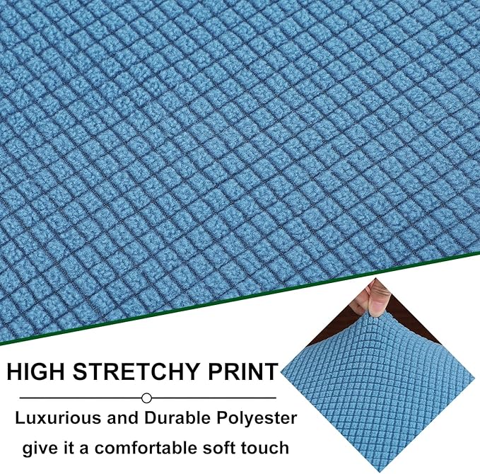 CRFATOP RV Dinette Cushion Covers Jacquard Camper Cushion Slipcover Stretchable Loveseat Sofa Chair Cover Furniture Protector for RV Camper Car Bench 1 Backrest Cover & 1 Bench Cover, Lake Blue