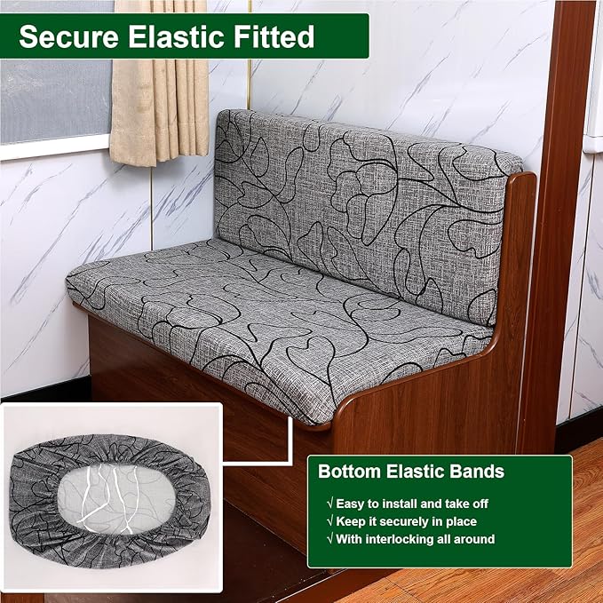 CRFATOP 2 Sets RV Dinette Cushion Covers Printed Camper Cushion Slipcover Stretch 2 Seat Sofa Chair Cover Furniture Protector for RV Camper Car Bench 2 Backrest Covers & 2 Bench Covers,18